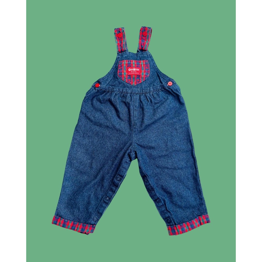 Vintage Oshkosh B'Gosh Denim Apple Overalls, Size 2T, 1980s Made in‎ USA